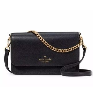 New Kate Spade Madison Small Flap Crossbody Saffiano Leather Black